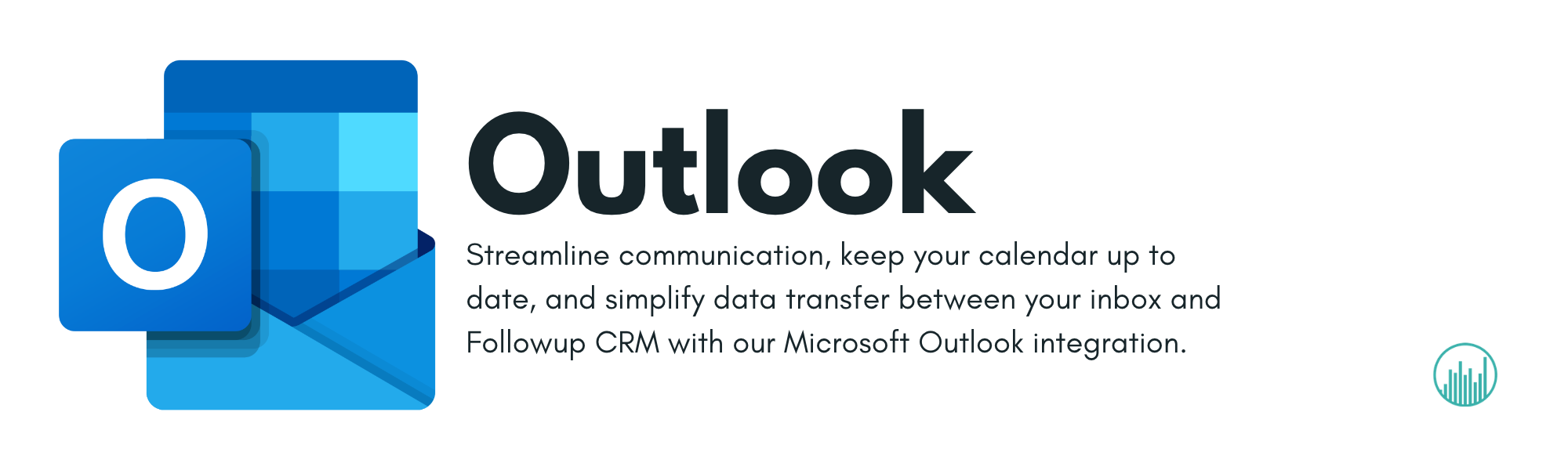 Microsoft outlook logo plus a large, black text saying 