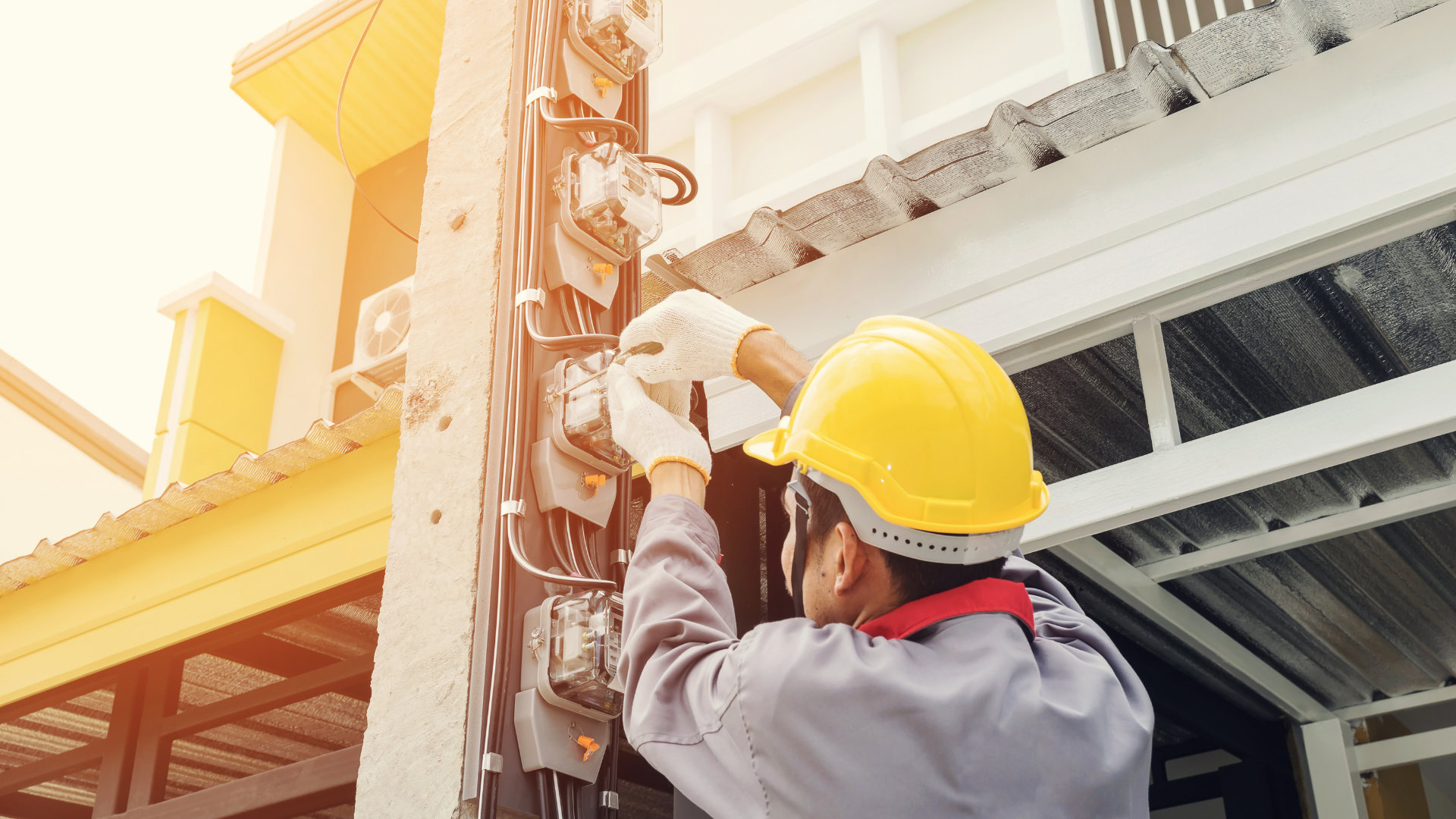 Electrician working on a site outside